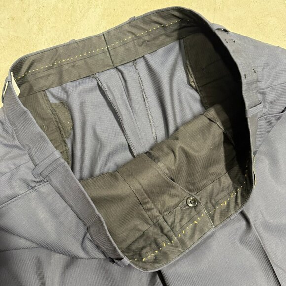 NWT Gaga G Dress Pants Zignone Wool & Silk Trousers Italy Micro-Check Blue 44x29 - Picture 5 of 9